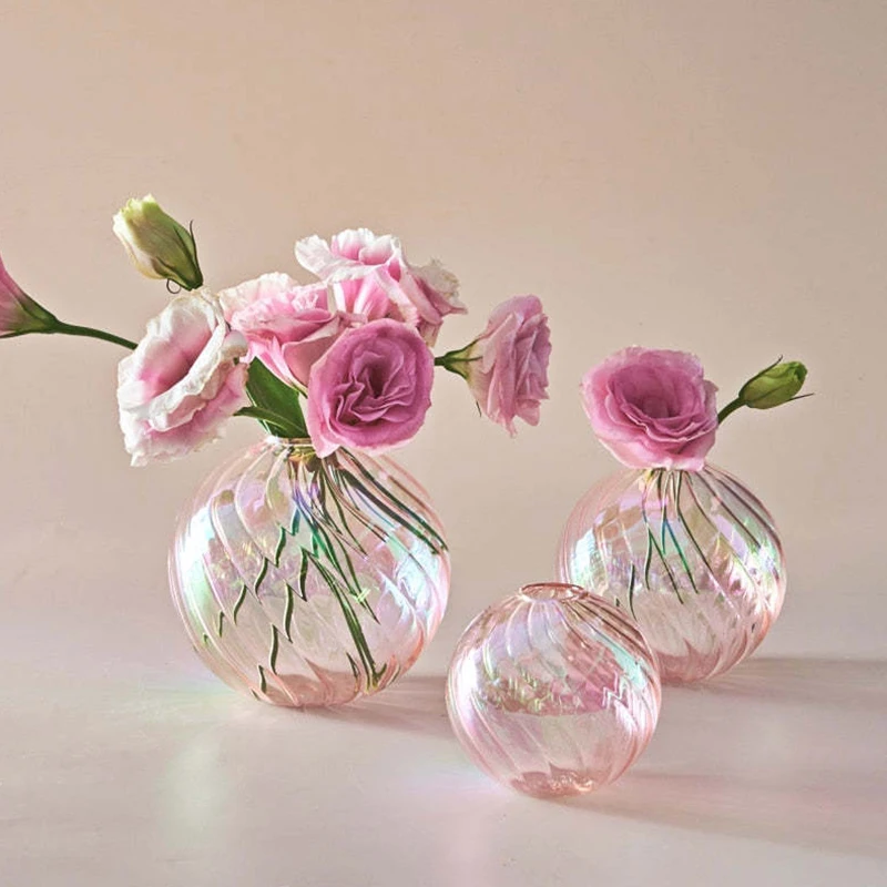 Colorful Ball Vase Home Decoration Desktop Ornaments Transparent Glass Vase Flowers Arrangement Container Hydroponic Vases