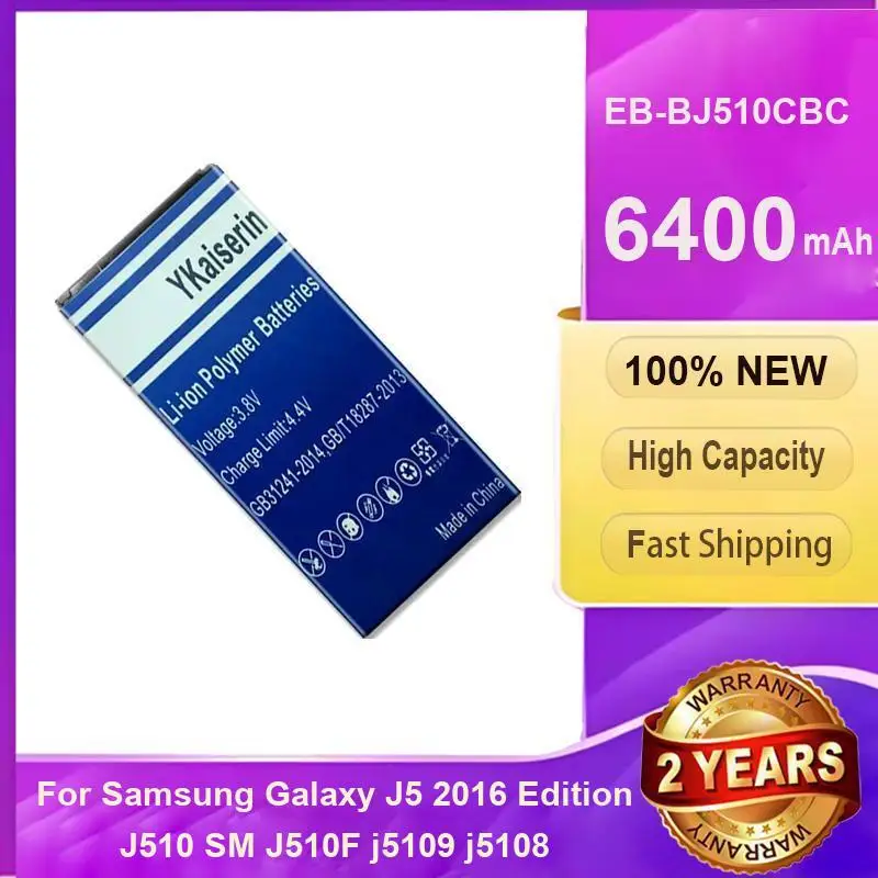 

Аккумулятор мобильного телефона EB-BJ510CBC 6400 мАч для Samsung Galaxy J5 2016 Edition J510 SM J510F j5109 j5108 EB BJ510CBC