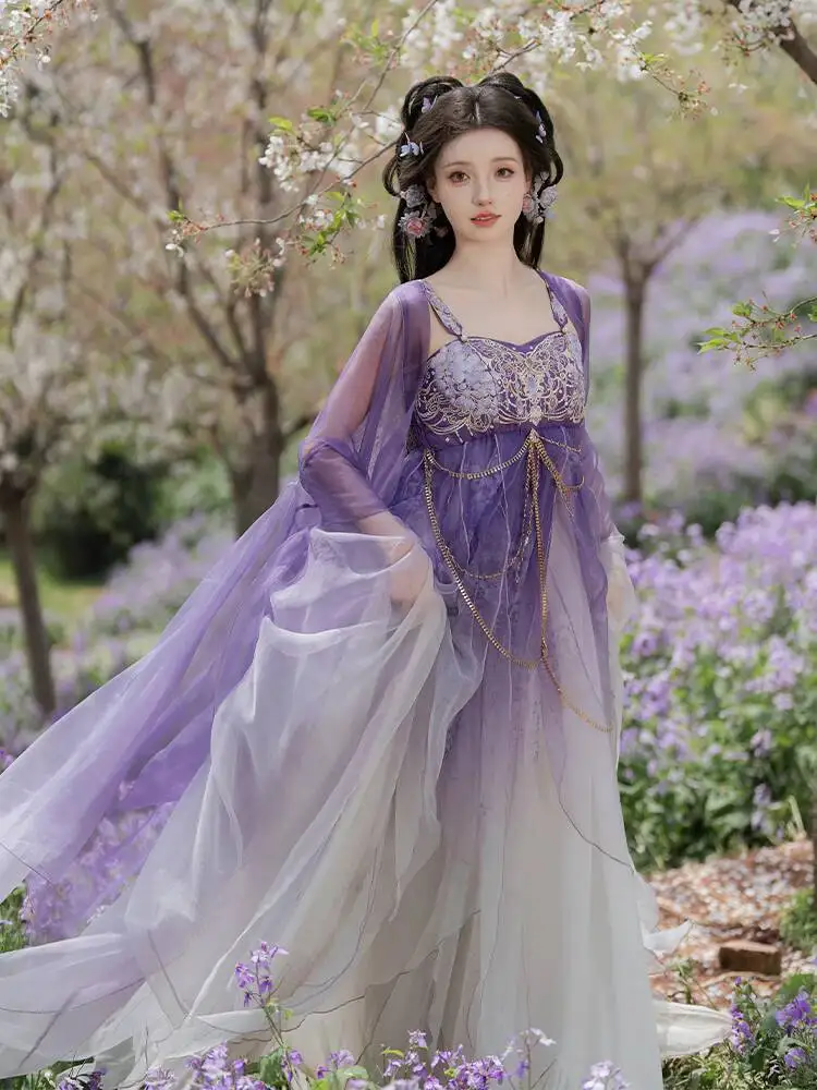 중국 전통 여성 한 의상 드레스는 한 요소를 개선했습니다. 중공업 자수 우아한 달콤한 코스프레 요정 의상