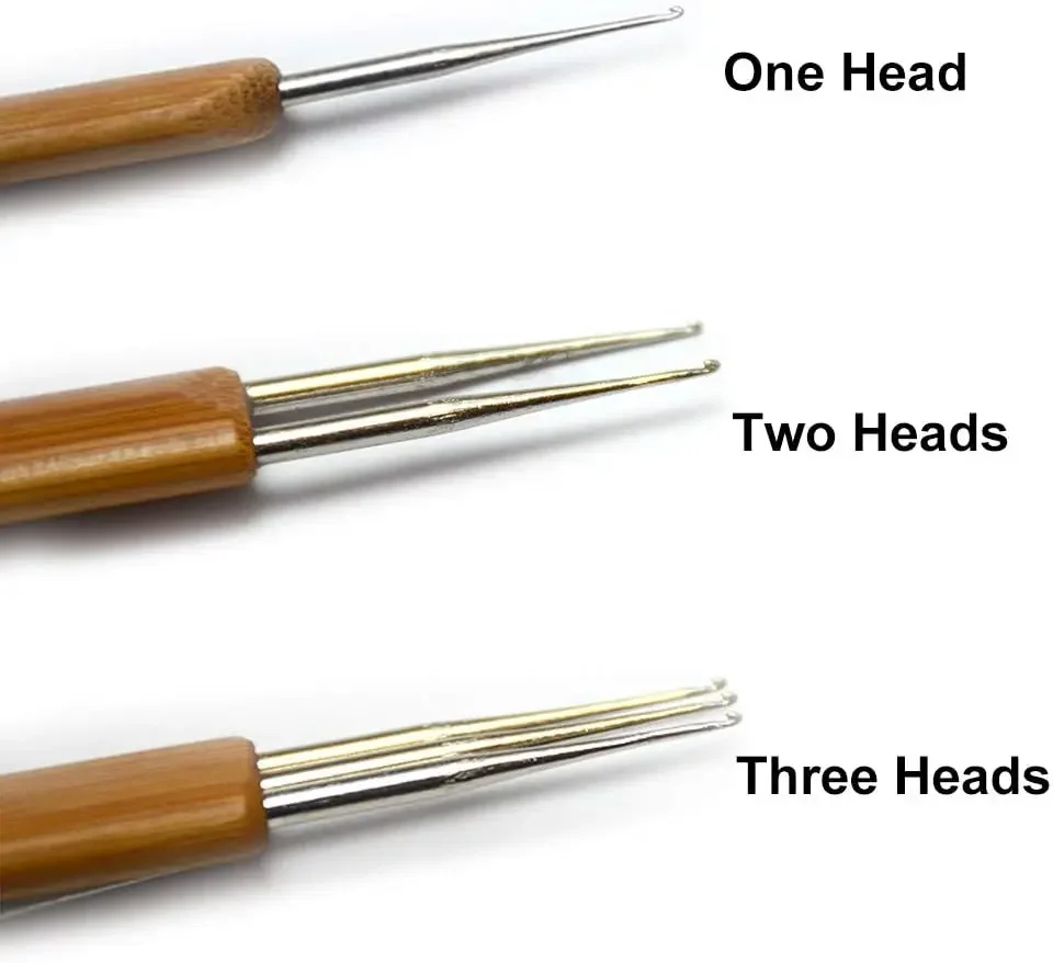 3pcs/Set 0.75mm Dreadlock Crochet Hook for Hair Dreadlock Needle Tool for Braid Bamboo