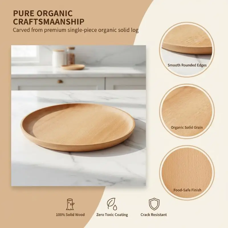 Beech Wood Serving Trays With Durable Crack Resistant Smooth Surface Perfect For Home Kitchen Party Serving Food Coffee Dessert
