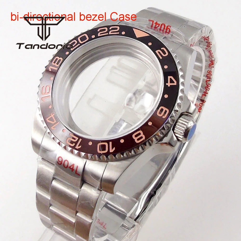 40mm Watch Case+Bracelet 90-Click Bi-directional Bezel Sapphire Glass Fit NH34 NH35 NH36 ETA2824 PT5000 For SUB Style Wristwatch