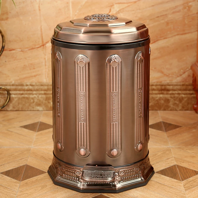 

Yilijia stainless steel European-style household pedal trash can living room high-end luxury bedroom kitchen bathroom with cover