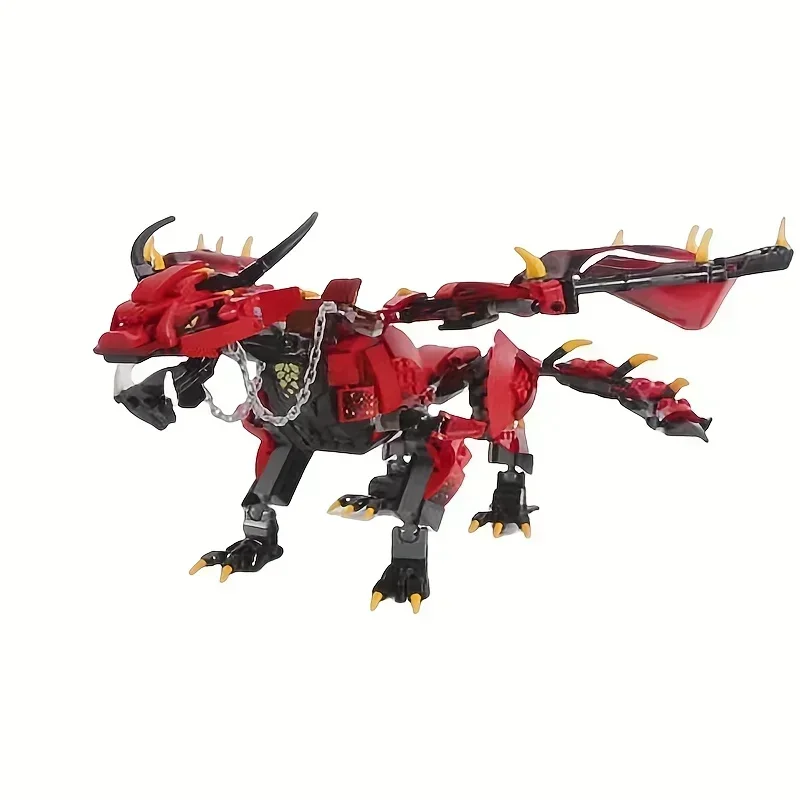 940pcs Red Fire Dragon With Helicopter Building Toys Building Blocks Set ABS Material Educational Toys Birthday Gift