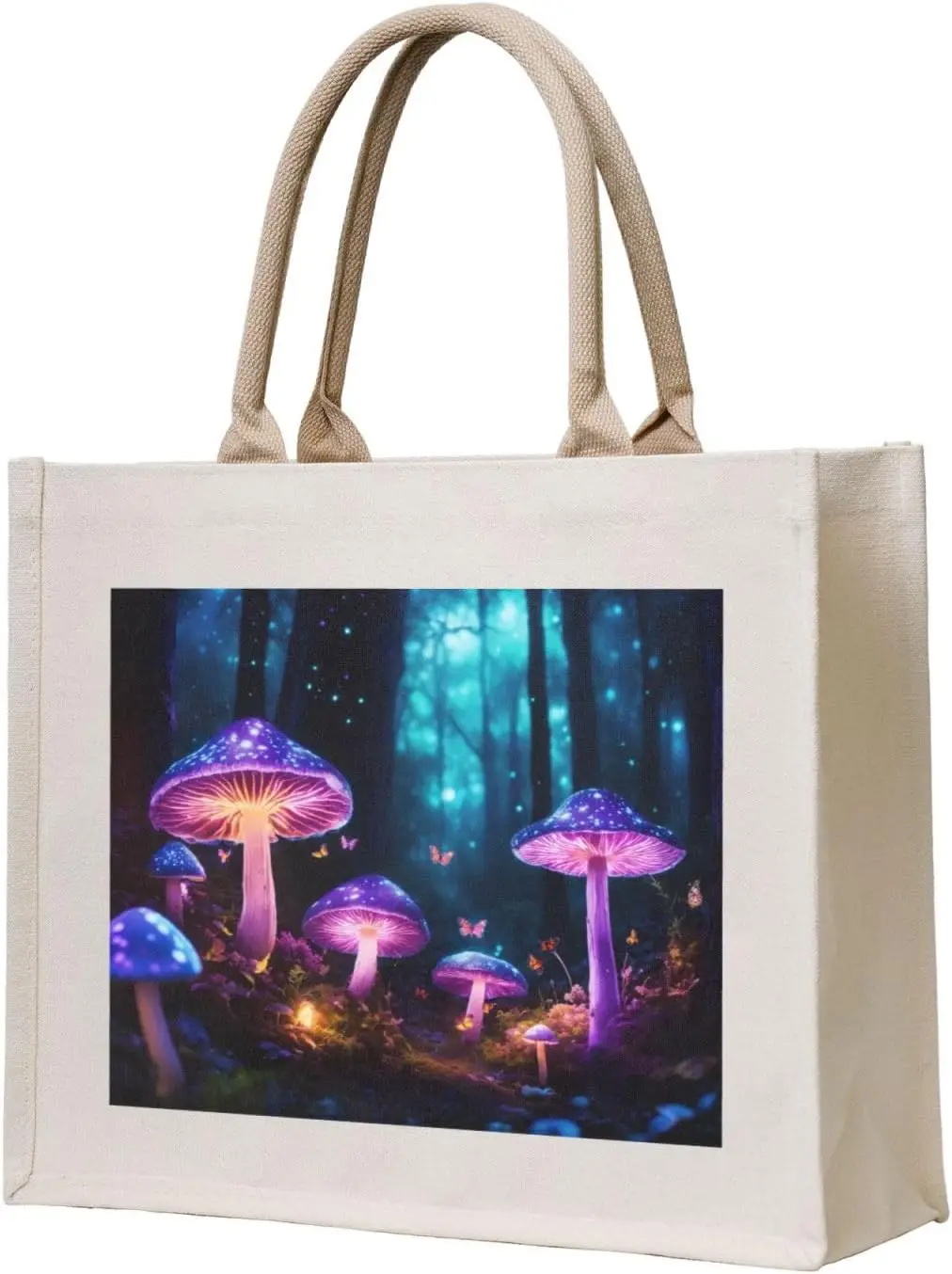 

Холщовая большая сумка Magic Mushroom, персонализированная подарочная сумка, женская большая сумка для йоги, работы,