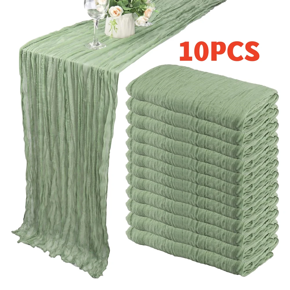 10Pcs Bieżnik na stół z gazy Boho Bieżnik na stół 40x270cm Romantyczny bieżnik na stół na wesele Prysznic dla nowożeńców Przyjęcie urodzinowe