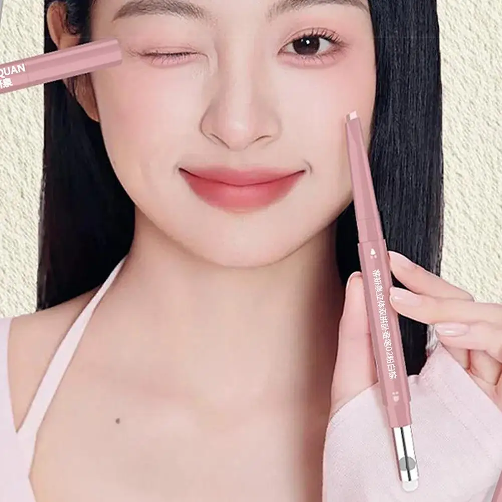 ดินสอเขียนคิ้วสองหัว ดินสอไฮไลท์แบบสองหัว ดินสอเขียนคิ้วสำหรับแต่งหน้าทุกวัน ดินสอเขียนคิ้วสำหรับแต่งหน้า K9U4