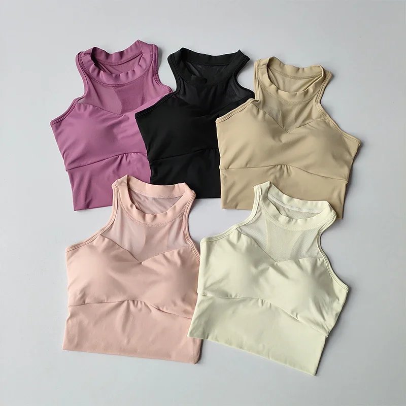 שדיים משלימים איסוף תחתונים ספורט תחתונים חזיות נשים סקסיות רשת לייבוש מהיר אפוד יוגה חליפה חיצונית