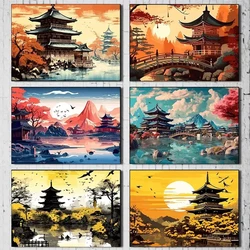 Diy Diamond Painting kits Vintage Japanese Landscape Diamond Embroidery Cross Stitch Full Mosaic Ehinestone Bar Cafe Home Decor