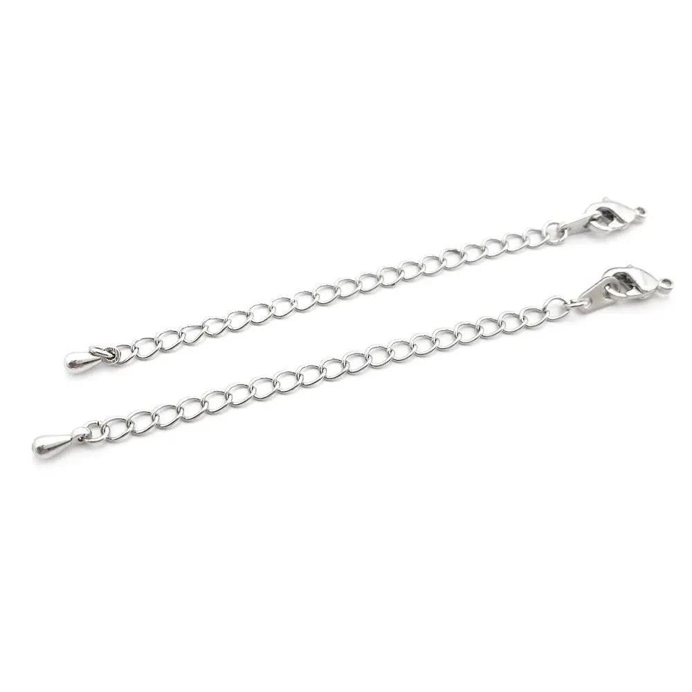 10PCS Full length 50MM or 84MM 18K Gold Color Plated Brass Extender Chain with Lobster Clasps High Quality Jewelry Accessories