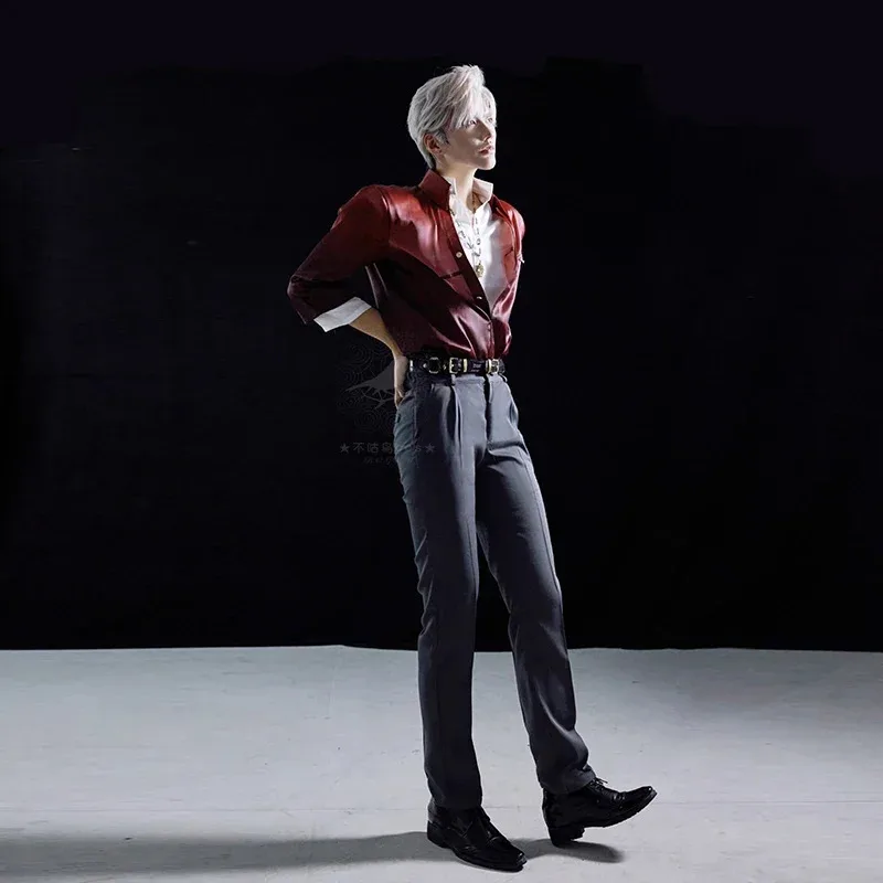 

CySylus Cosplay Game Love And Deepspace Costume Suit Wine Red Shirts Pants Uniform Qinche Halloween Christmas Men Roleplay Outfi