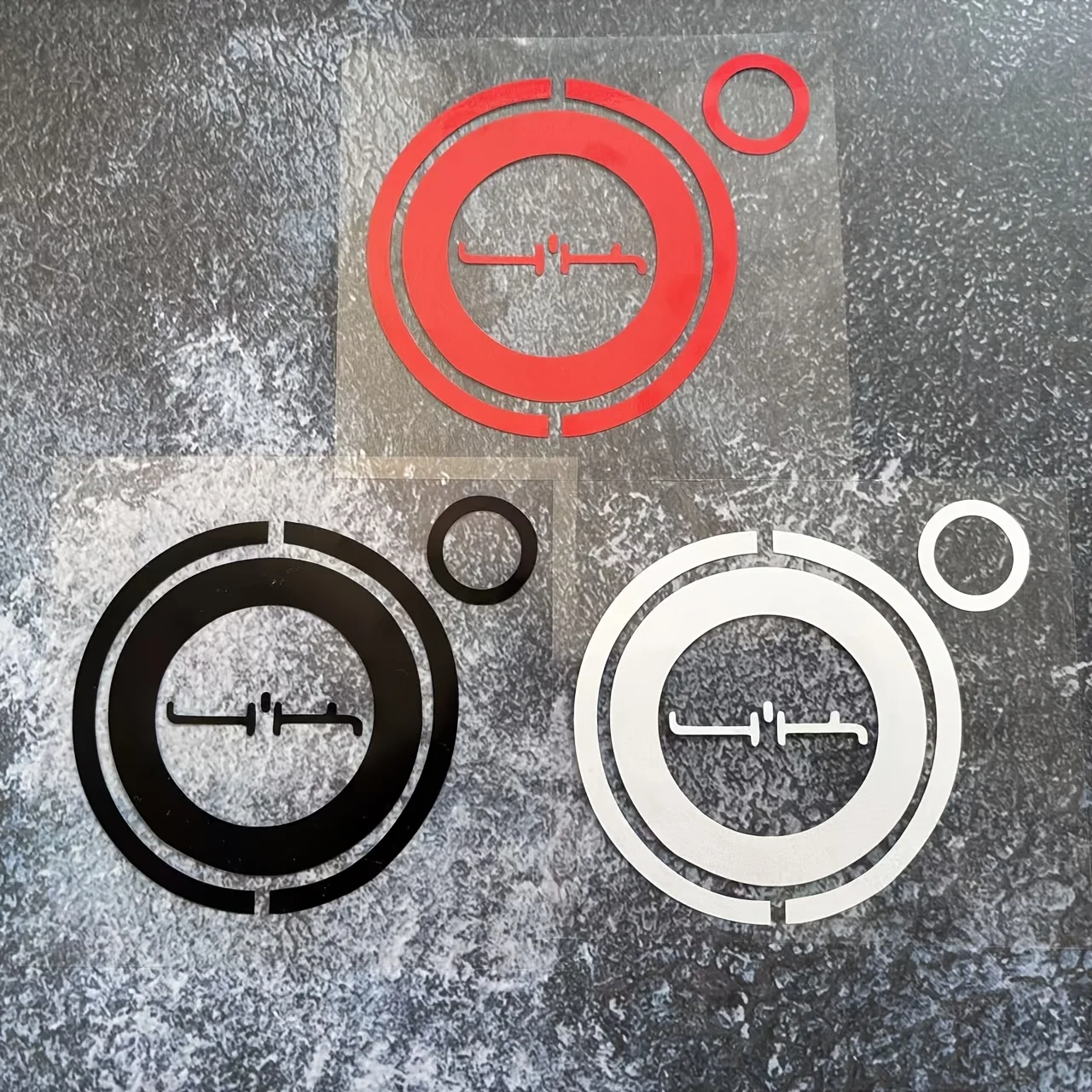 2D Flat Arabic Text Circle Vinyl Sticker 1Pc, Waterproof UV Resistant, for Car Fuel Tank Laptop Decor, Holiday Gift