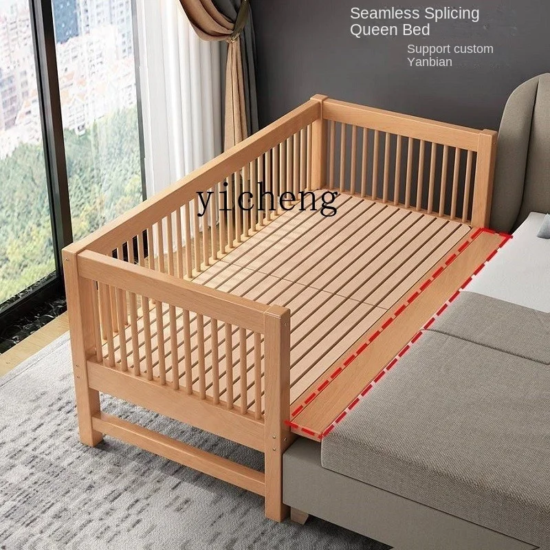 XL kasur jahitan Beech tempat tidur anak-anak, tempat tidur kayu Solid lebar jahitan