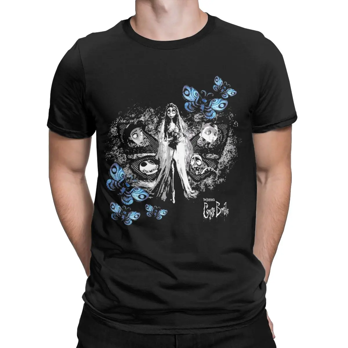 Corpse Bride Emily Butterflies Men\'s T Shirt Amazing Tee Shirt Short Sleeve O Neck T-Shirts Cotton Gift Idea Tops