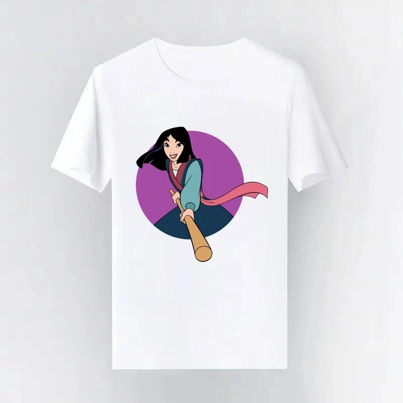 

Disney Mulan Vintage Children t-shirt O-Neck Short Sleeves Woman Blouses Gift Fashion Loose Girl t-shirt Parent-child Clothing
