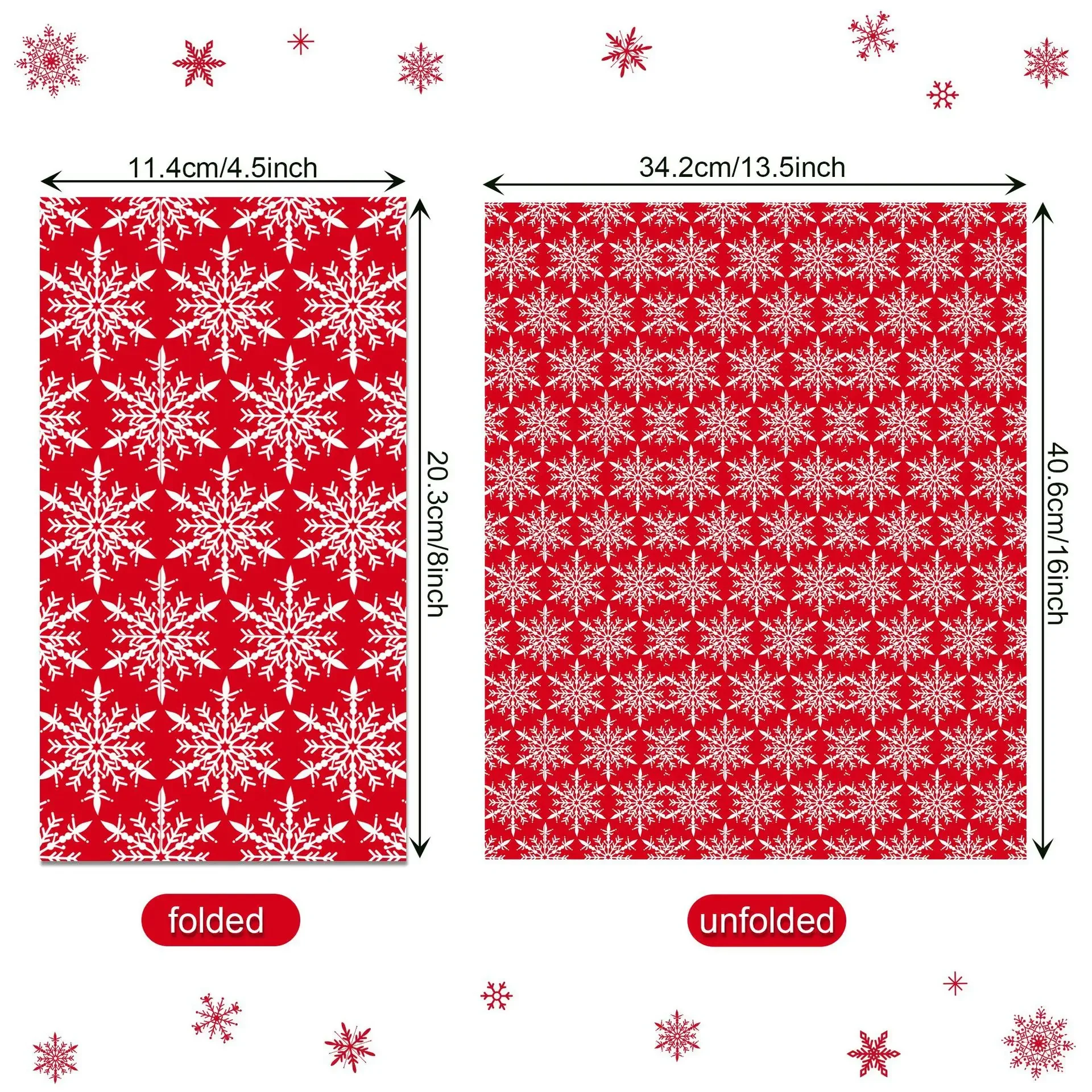 100PCS Red Snowflake Christmas Paper Napkins 34x40CM 2-Ply Disposable Guest Dinner  Hand Napkin Towel for Xmas Party Table Decor