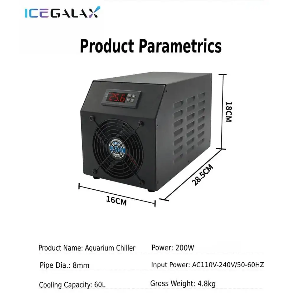 Hocheffizienter 60L Aquarium Display Wasserkühler für Aquarium Wasserkühlung Heizung Kühler Maschine