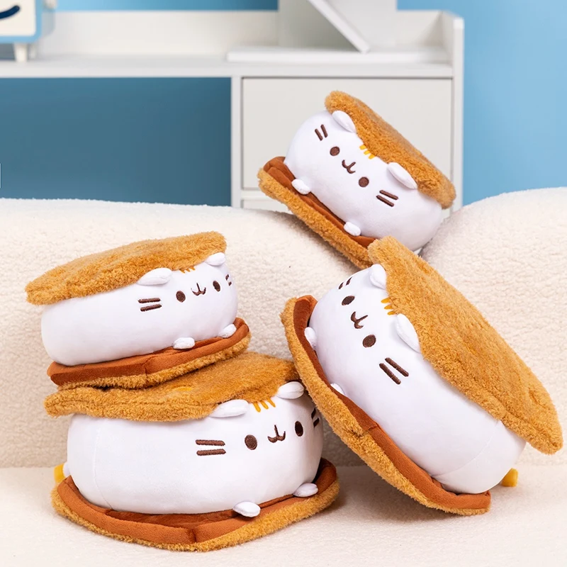 New 22cm Cute Chocolate Sandwich Cookie Fat Cat Super Soft Throw Pillow Plush Toys Biscuit Cat Dolls Birthday Gifts Home Decor