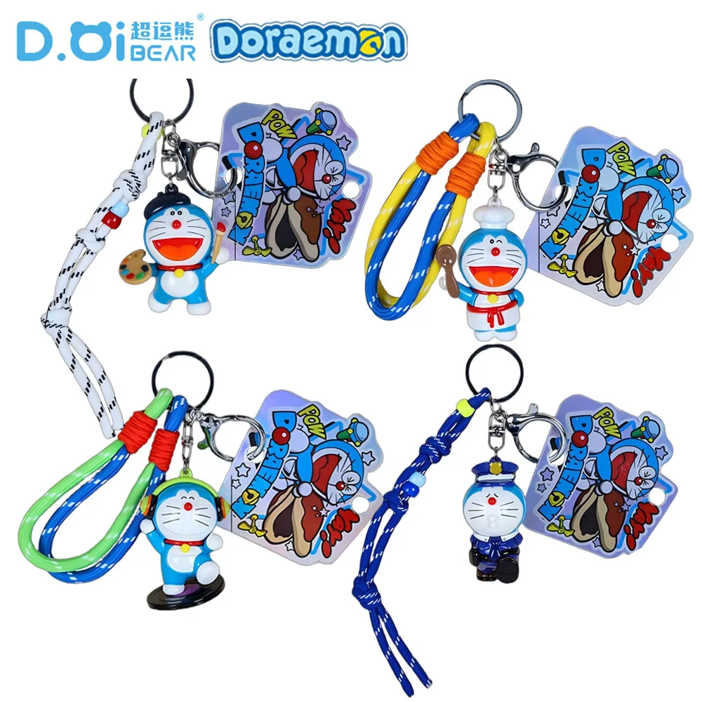

Genuine Doraemon Occupation Costume Series Keychains Car Key Bracelets Cute Cartoon Charms Backpack Ornaments Christmas Gifts