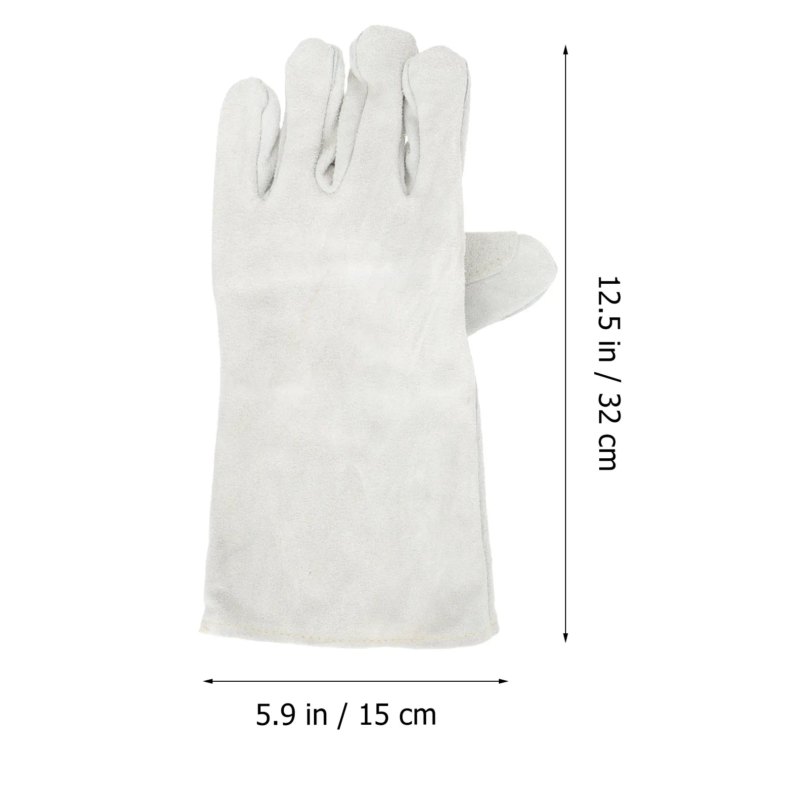 1Pair Heavy Duty Cowhide Welding Mitts Puncture Tear Cut Resistant Heat Proof Gloves for Welding Grill Stove Oven Baking
