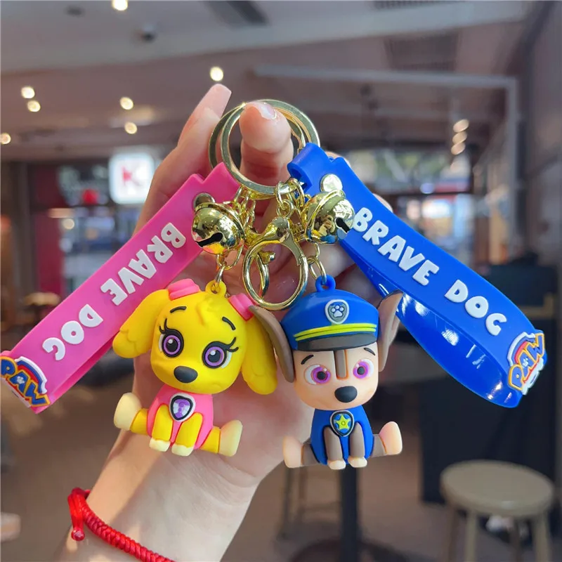 Paw Patrol Keychains Anime Marshall Skye Chase Rubble Keyring Paw Patrol Figure Bag Pendant Kid Birthday Gift