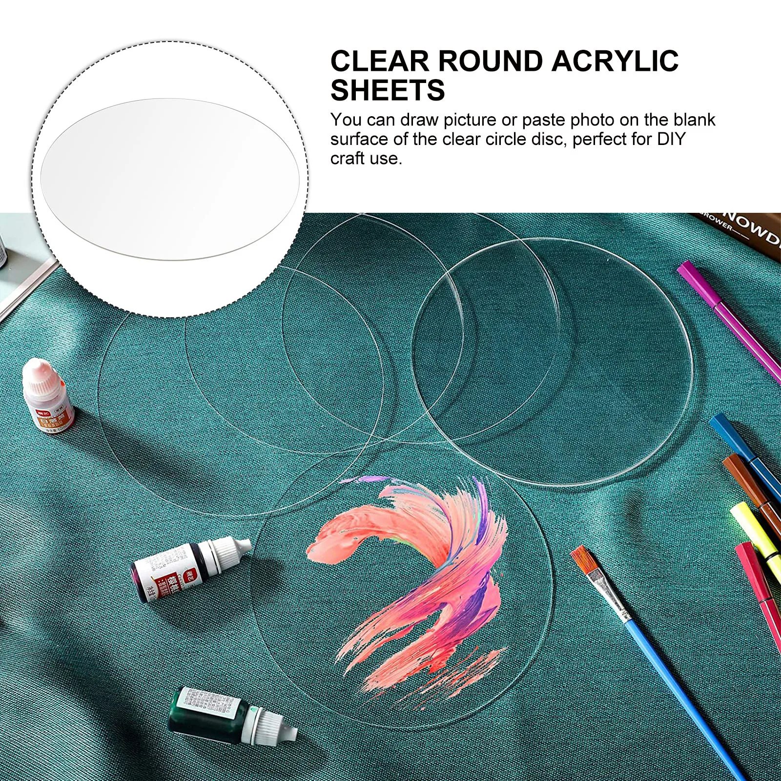 

2pcs Round Acrylic Sheet Blanks Clear Transparent Discs DIY Craft Use Circle Dessert Perfect Gift Kids Friends