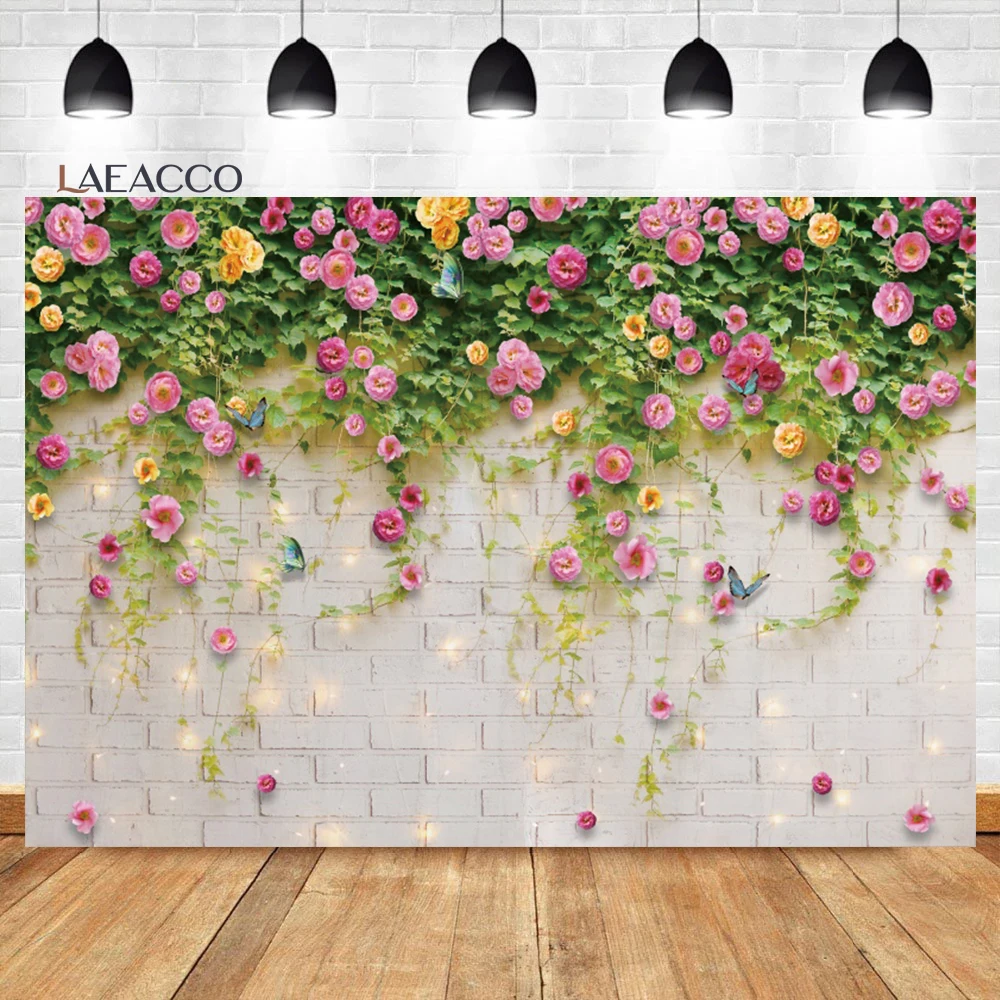 Laeacco Pink Flowers Lace Wedding Party Portrait Photography Background Room Decor Custom Backdrop Photozone For Photo Studio