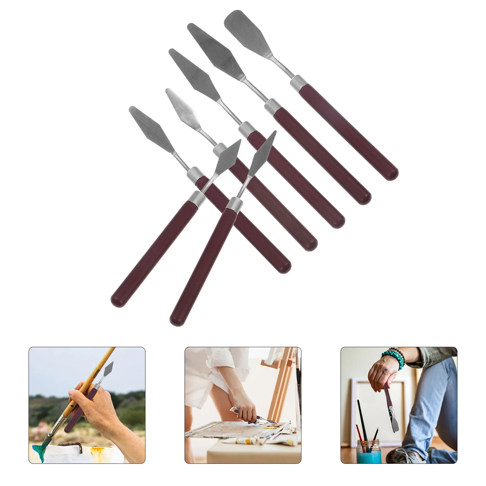 7 Pcs Oil Paint Scraper Palette Pallet Trowel Supplies Drawing Spatula Color Stirring Spatulas Metal