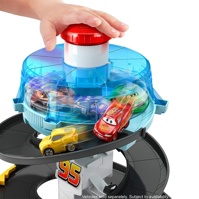 Disney Pixar Cars Die Cast Metal Mini Racers Rust-Eze Spinning Raceway Playset With a Mini McQueen Boys Competition Toy Play Set