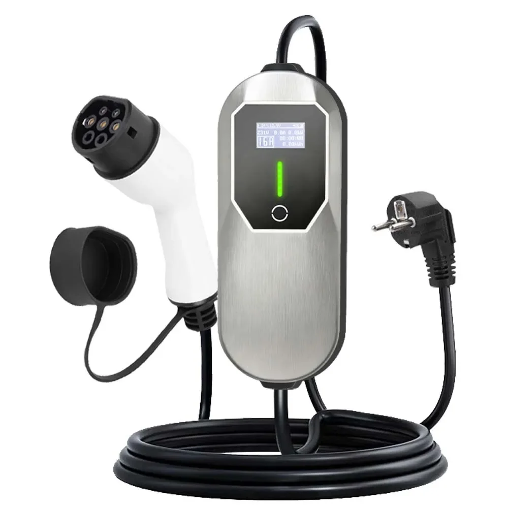 Teschev draagbare EV-oplader Type2 IEC 62196 elektrische autolader 3,5 kW 16A 1 fase EVSE snel opladen Wallbox EV-laadstation