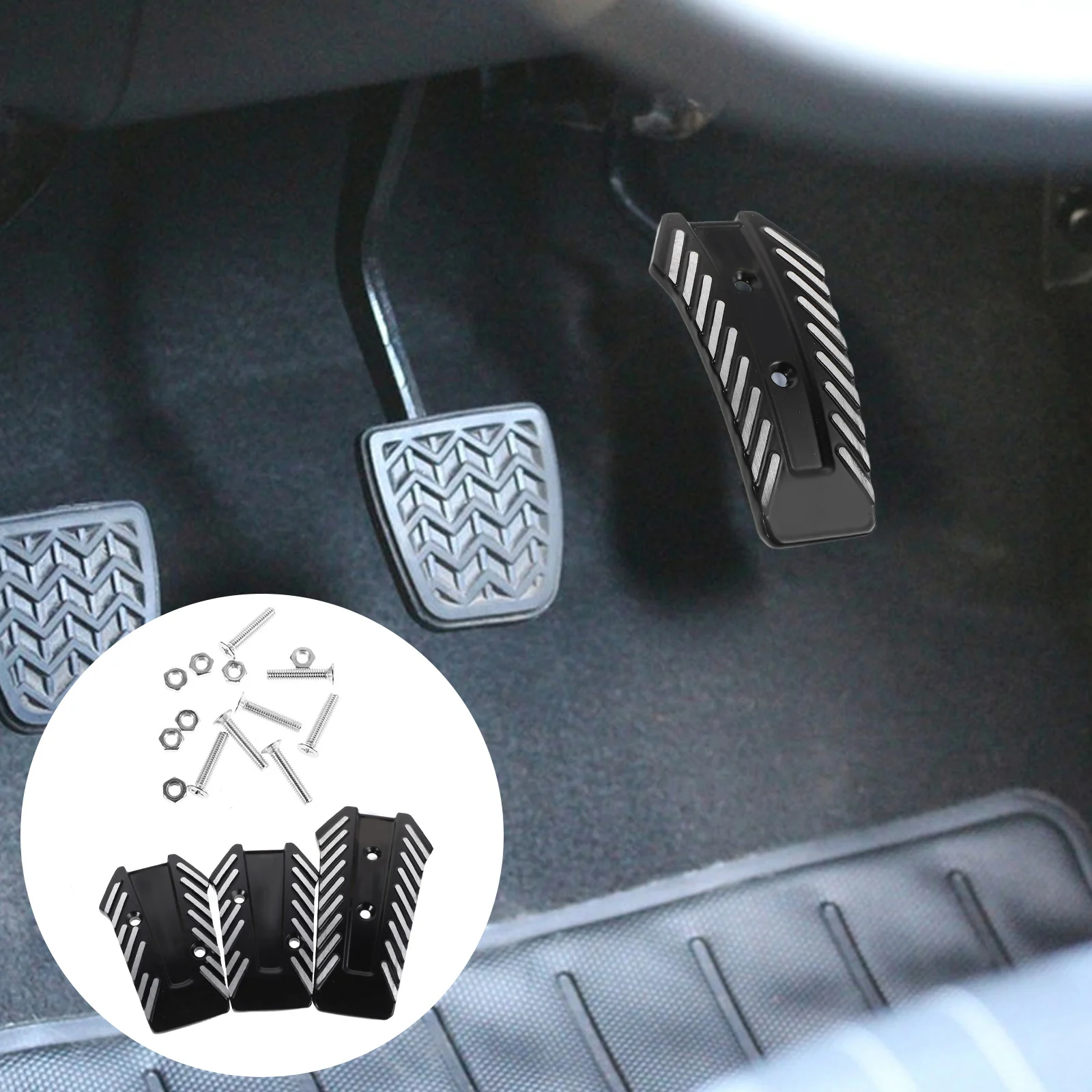

3pcs Aluminum Alloy Car Pedal Replacement Universal Non-Slip Brake Gas Pedals Durable Enhanced Control Comfort Easy Installation