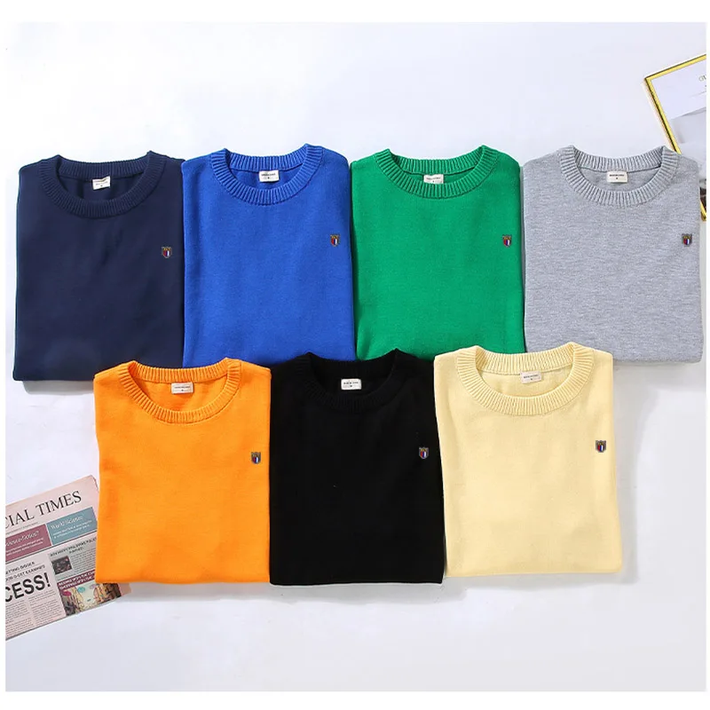 

Brand 100% Cotton men Sweater O-Neck Pullover Bottoming Sweater Early Autumn New Autumn Knitte Clothes Jumpers Outerwear Tops