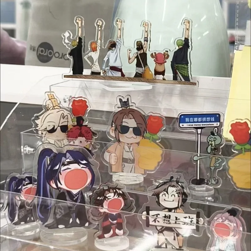 Anime Een Stuk Luffy Zoro Chopper Tweedimensionale Randapparatuur Cartoon Mini Tafelblad Auto Acryl Decoratie Stand Ornament Gift