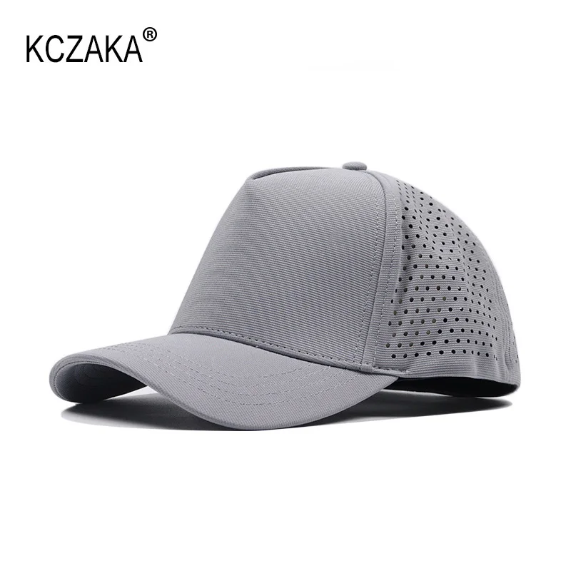 KCZAKA 5 Panel Stretch Full Closed Mesh Baseball Caps Men\'s Blank High Crown Fitted Cap Curved Brim Elastic Back Closed Hat