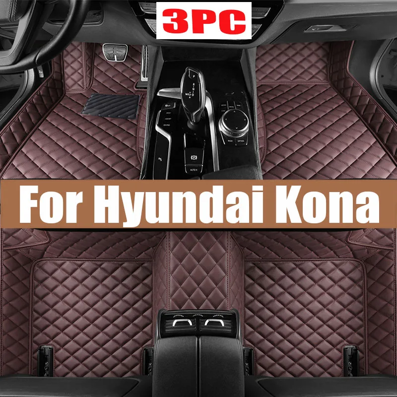 

Car Mats For Hyundai Kona Kauai OS 2018~2022 Leather Floor Mat Rugs Anti Dirt Protective Carpets Interior Parts Car Accessoriess