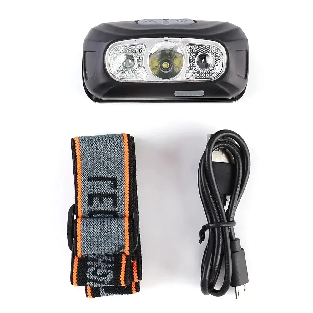 Mini Powerful Sensor Headlamp Night Fishing Camping USB Flashlight COB LED Head Light Torch Portable Headlights Front Lantern