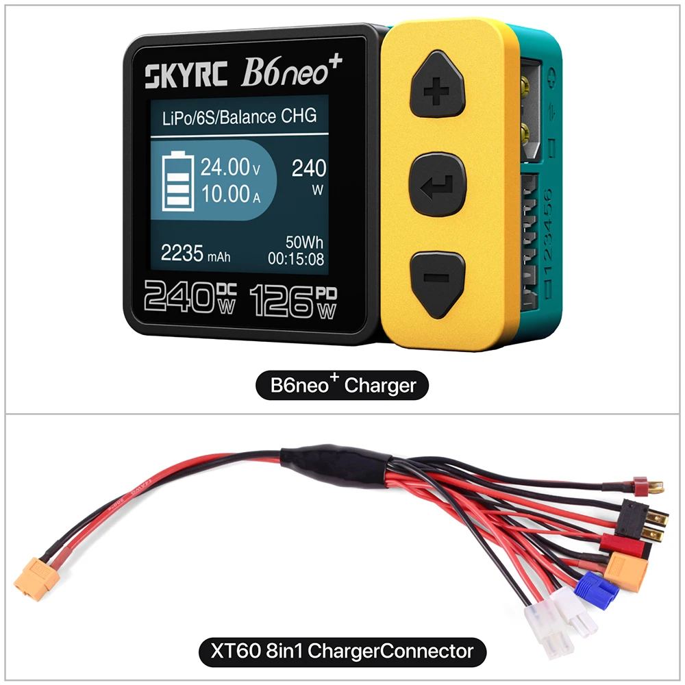 ​ SKYRC B6neo+ Smart Charger High Power DC240W PD126W Meertalige balanslader 600mA XT60/Type-C /PSA100 voedingsadapter