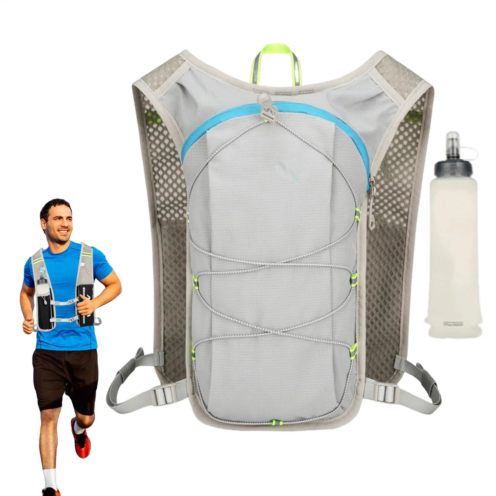 

Hiking Water Backpack Water Pack Backpack With 500ML Soft Bottle Adjustable Strap Reflective Bladder For Hunting Biking Skiing