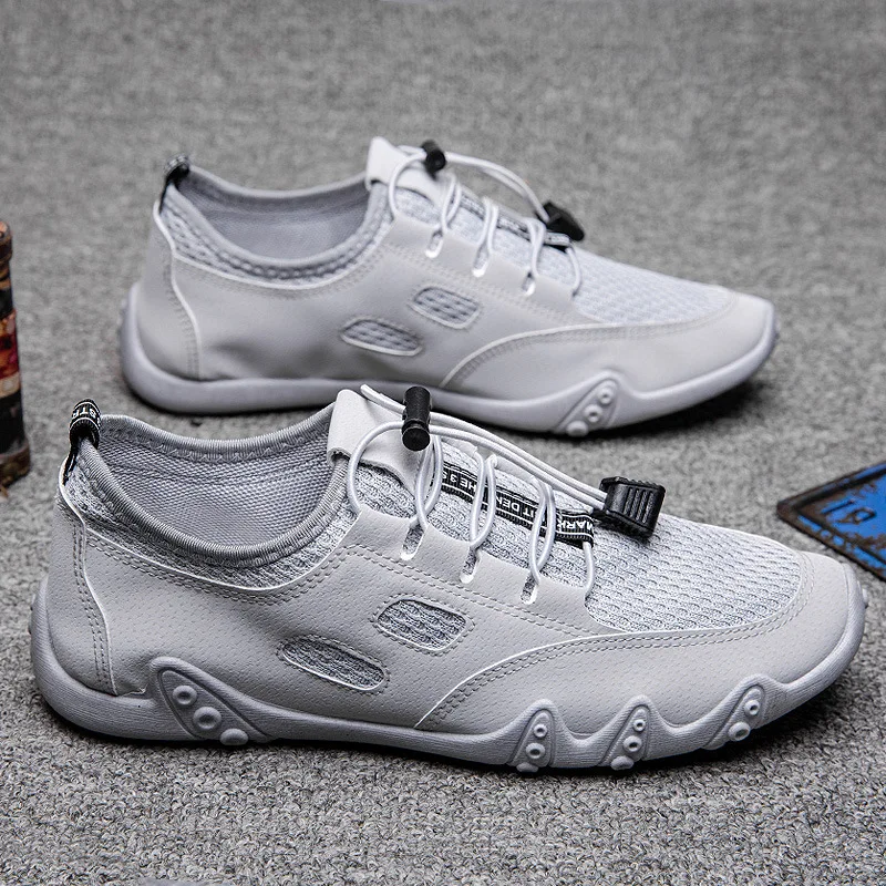 

Men's mesh sports shoes, mesh bean breathable leather casual shoes, lightweight and fashionable men's shoes