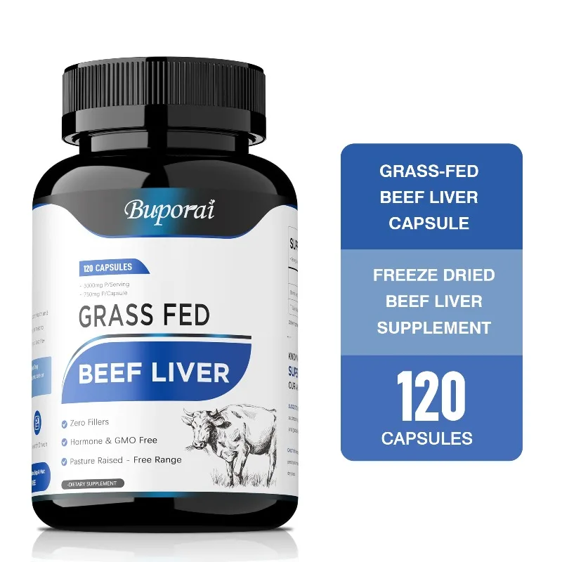 Grass Fed Beef Liver Capsules - Improves Skin Condition, Promotes Red Blood Cell Production, Aids Digestion, Enhances Immunity