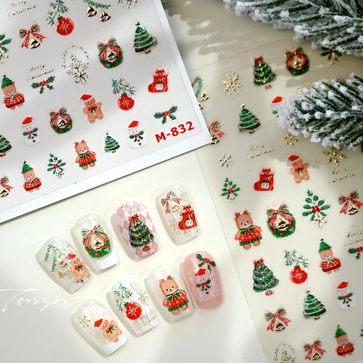 

Deer Gingerbread Man Snowman Christmas Bowknot Santa Claus Tree Bell Sock Star Snowflake Crystal Winter Nail Art Stickers Decals