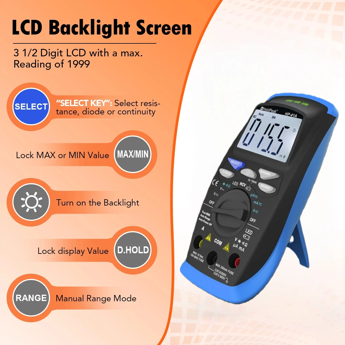 

Digital Multimeter 1999 Counts, CAT III 300V, NCV, LED Test, Auto/Manual Range, DMM Operation Manual