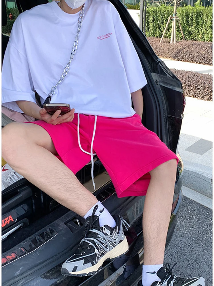 

Мужские летние тонкие брюки Dopne Rose Pink для подростков, повседневные свободные дышащие брюки прямого кроя