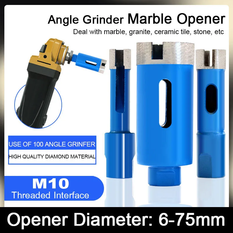 

6-75mm M10 Angle Grinder Marble Opener Diamond Drill Bit Sinter Hole Opener for Glass Marble Granite Brick Tile Ceramic Concrete