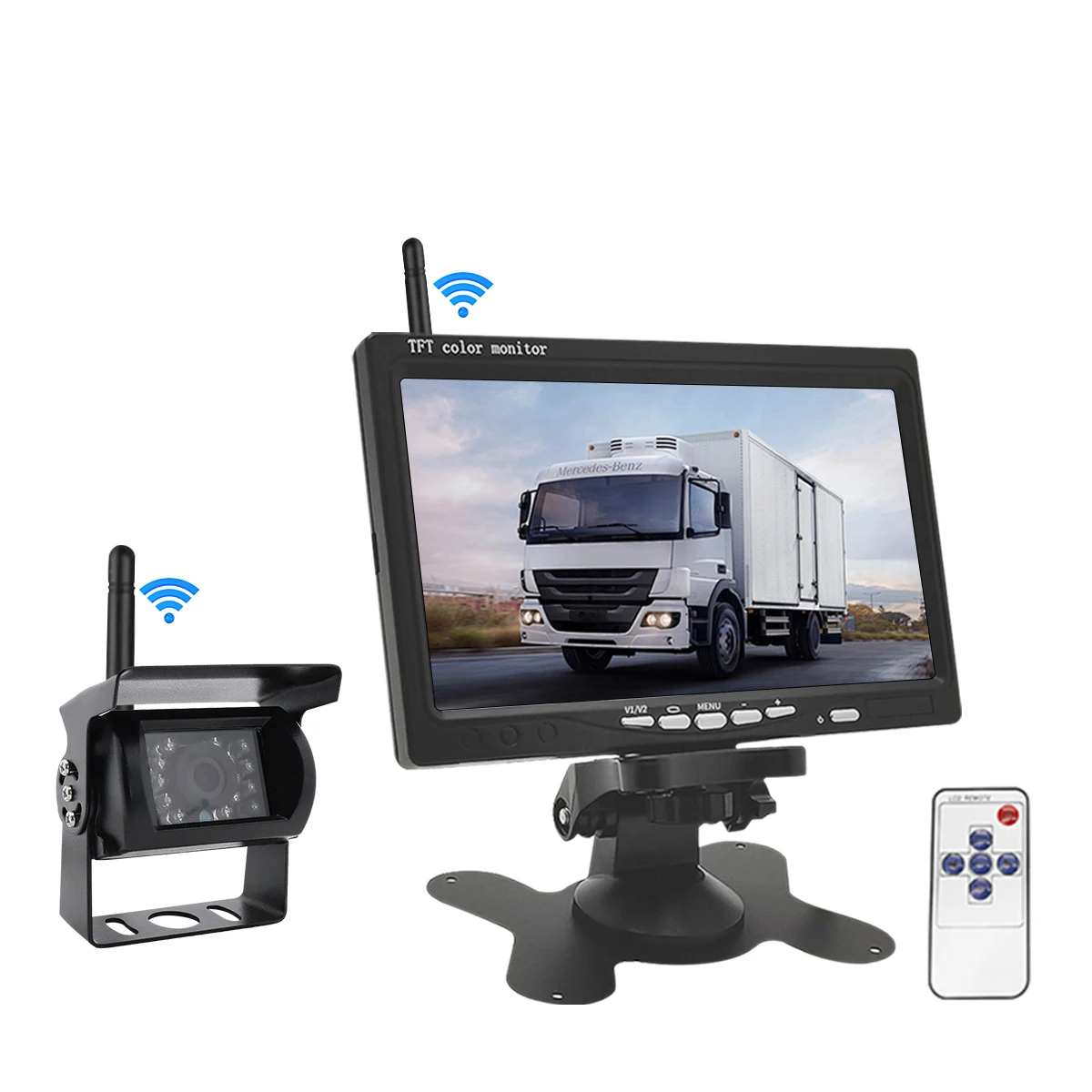Reverse Image Rear View Car Camera 12V-24V  7 Inch Wireless Truck Camera Car Monitor for Trucks Bus RV Trailer Excavator