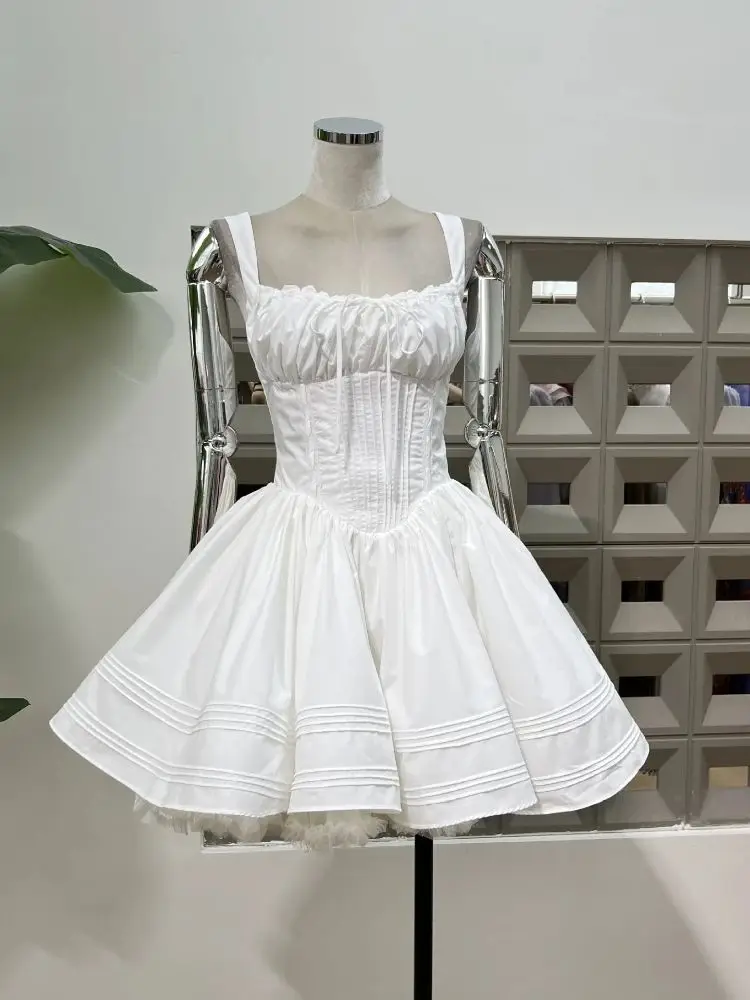 

Summer A-line Women's Dresses Square Neck Sleeveless High Waist Designer Dress Women's Fashion Sexy Party Women 2025 New Style