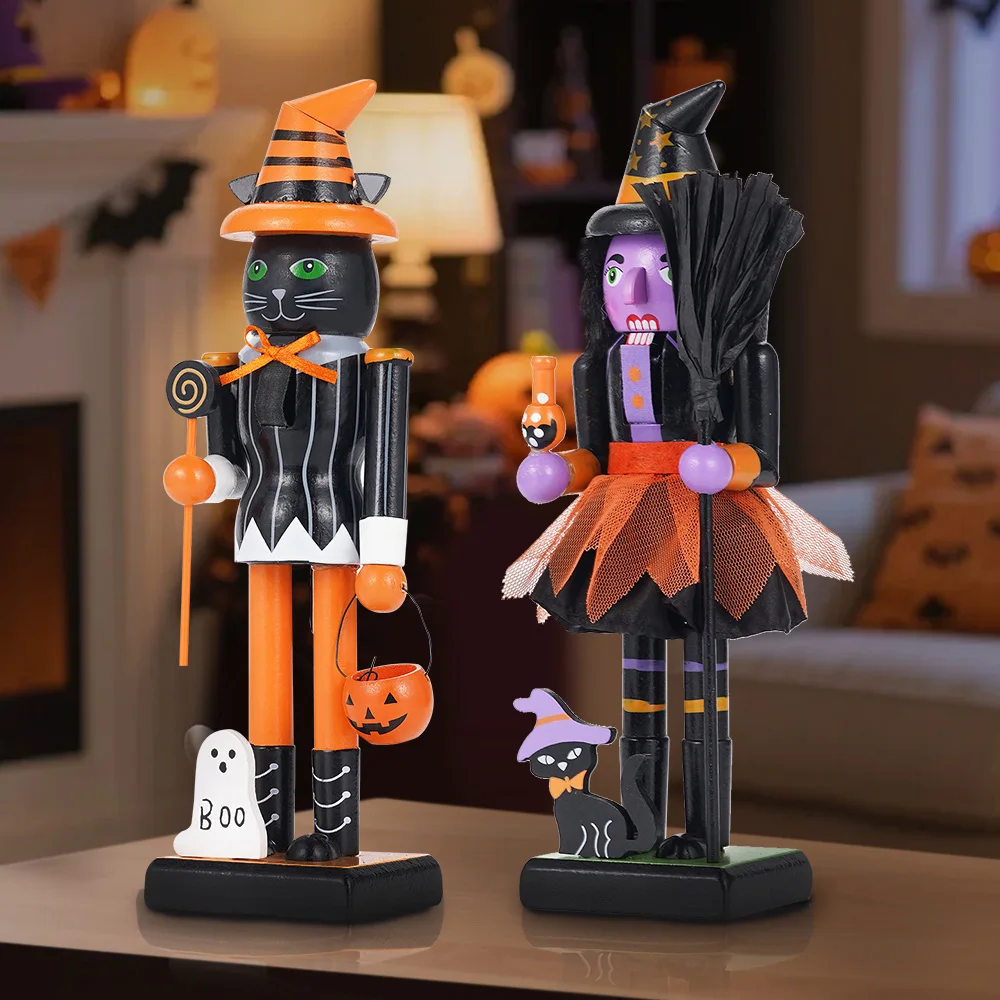 ハロウィン無垢材くるみ割り人形フィギュア スケルトン 魔女  - Nutcracker Figurine のレビューと価格