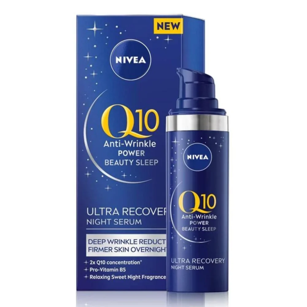 Nivea Q10 Anti-wrinkle Ultra Recovery Night Serum 30ml Antioxidant Anti-Aging Repairing Moisturizing Firming Lifting Skin Care