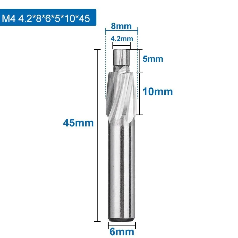 XCAN 1pc HSS Senker Fräser M 3,2-M20 4 Flöte Pilot Stoßen Bit Senker Fräser für Holz/Metall Bohren