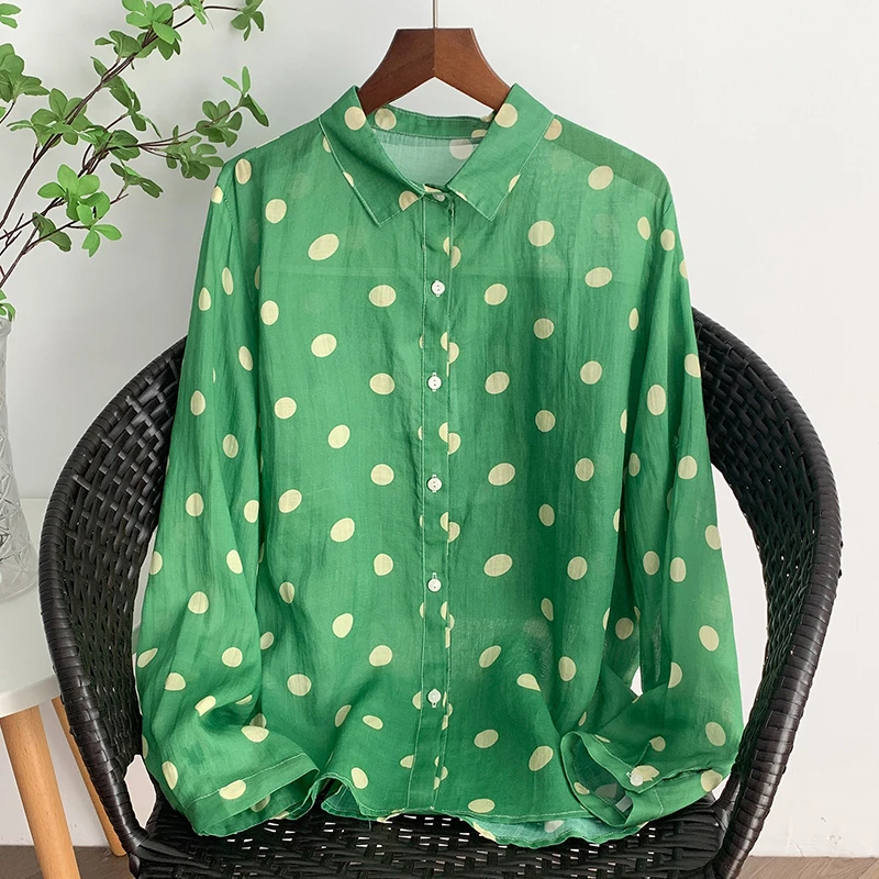 

Хлопковая рубашка с художественным цветочным принтом, женская, свободного кроя, с длинными рукавами, весенняя, новый стиль, модный универсальный топ, дышащий, комфортный...